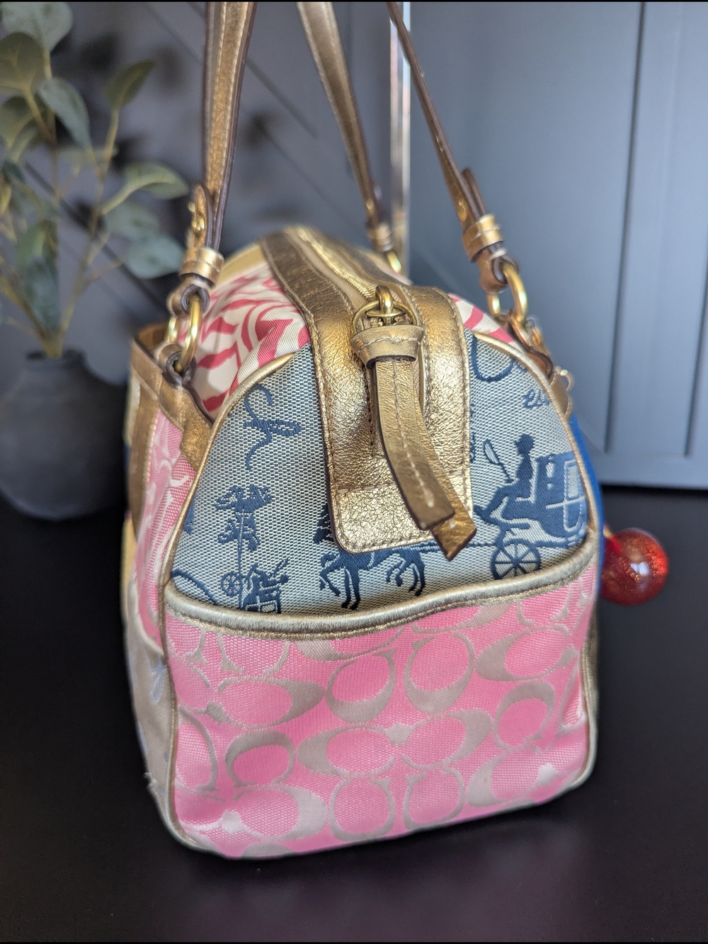 Coach Multicolor Patchwork Shoulder Bag with Gold Accents - Picture 6 of 15